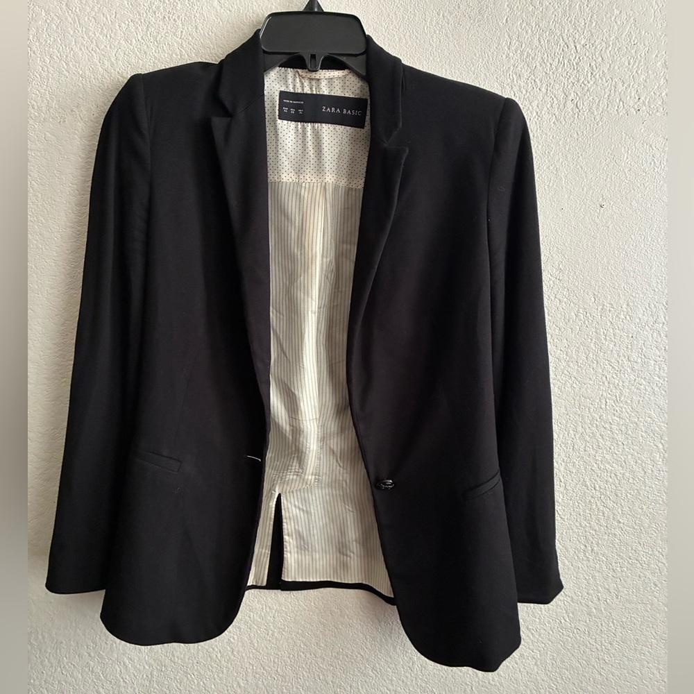 Zara Classic Style Basic Single Button Black Blaz… - image 4